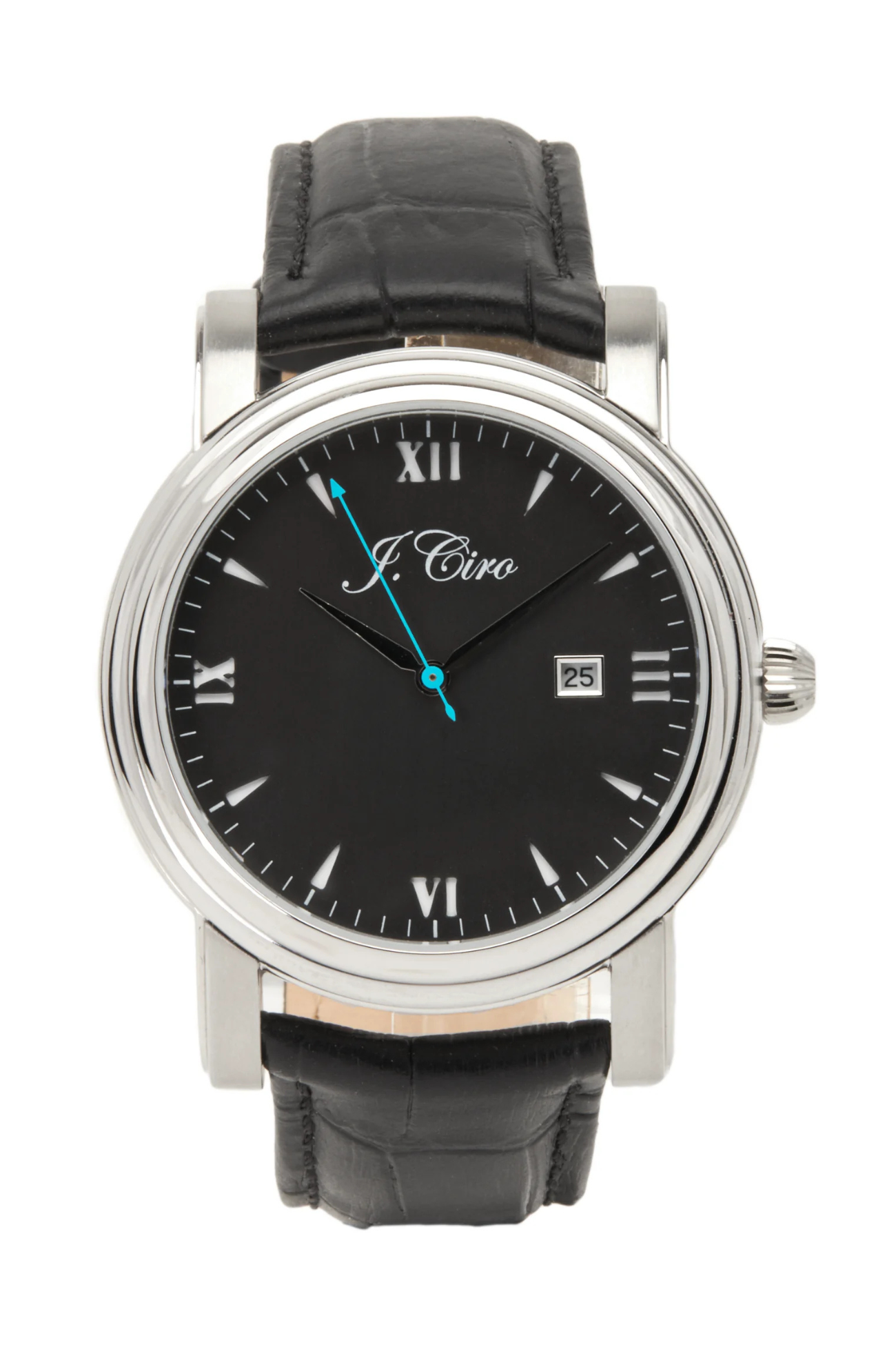 J.Ciro Ambassador Steel Black Dress Watch