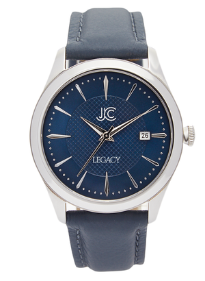 J.Ciro Legacy Steel Blue Dress Watch with Blue Leather Strap
