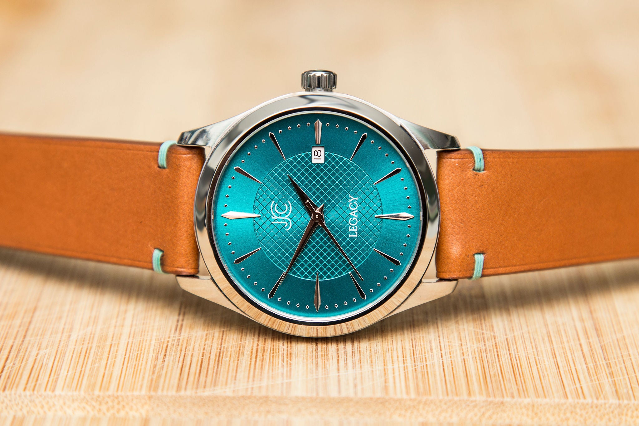 J.Ciro Legacy Teal Dress Watch with Leather Strap