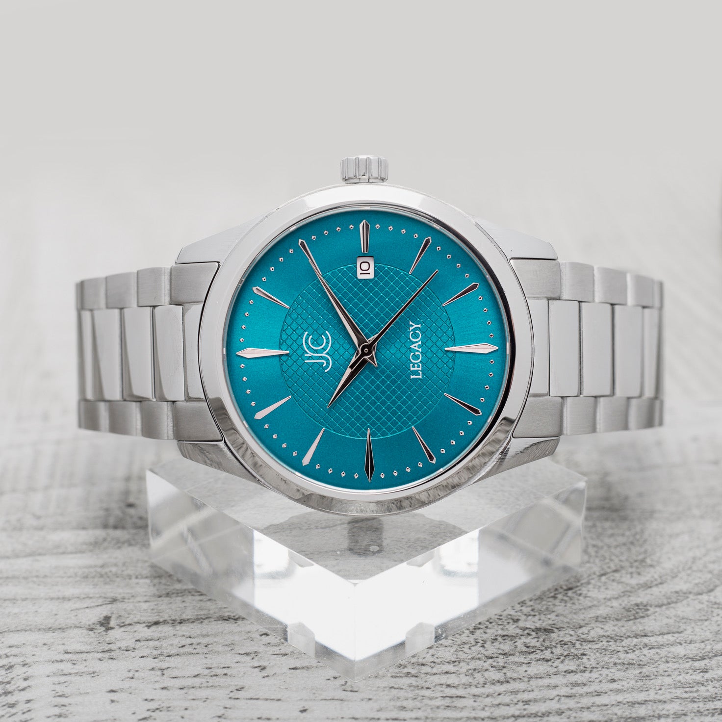 J.Ciro Legacy Teal Dress Watch with Metal Bracelet