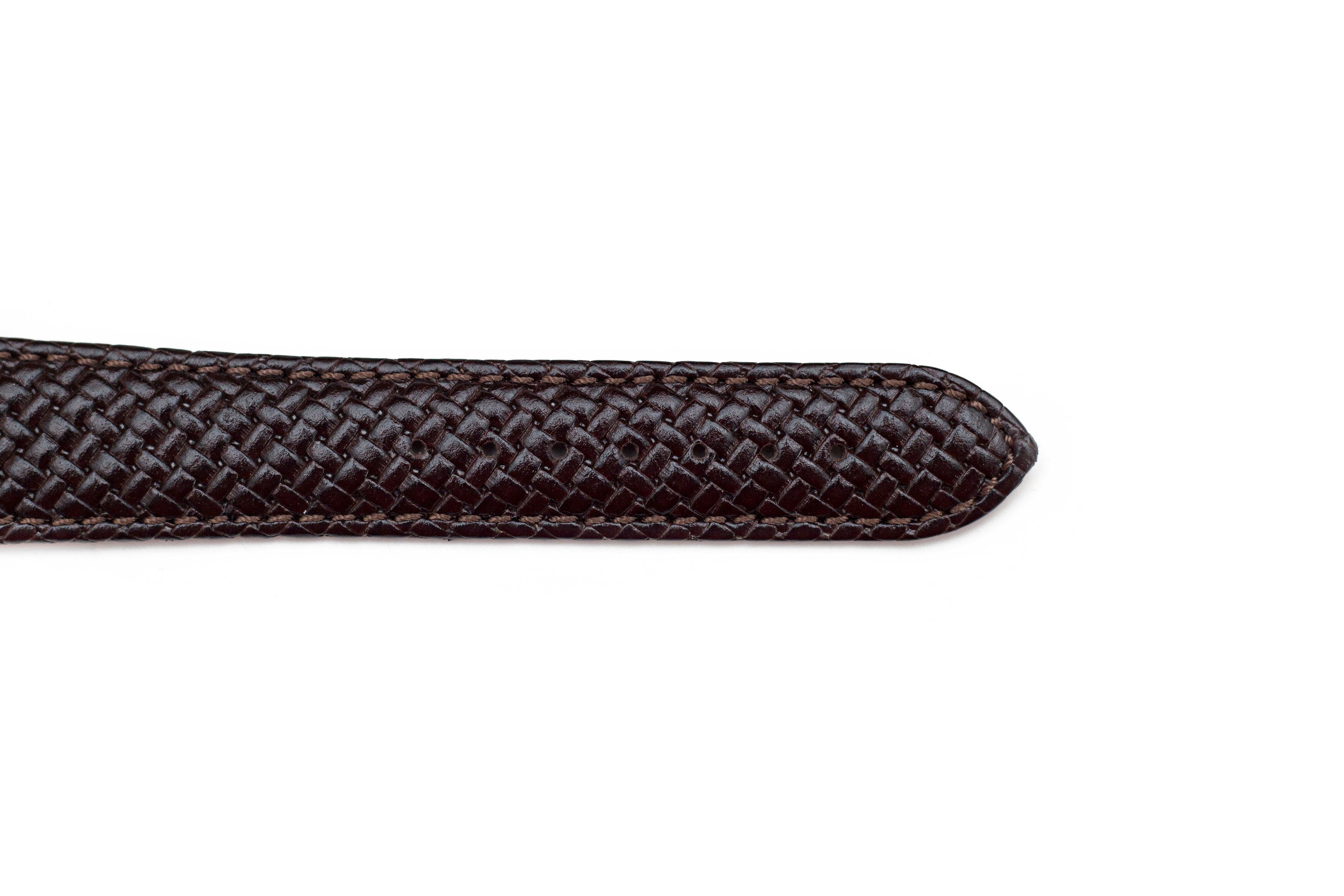 Brown Genuine Leather Weave Watch Strap