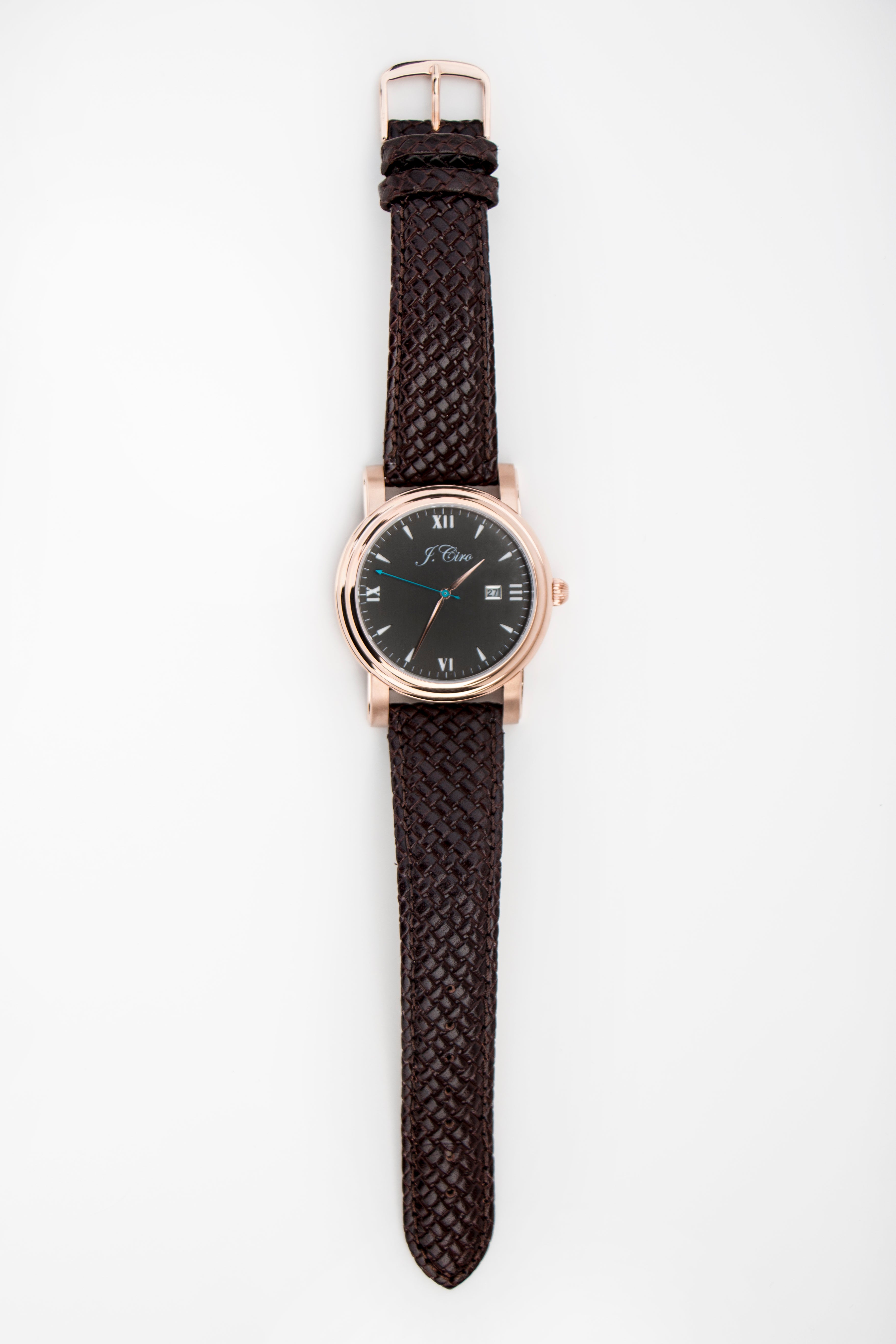 Brown Genuine Leather Weave Watch Strap