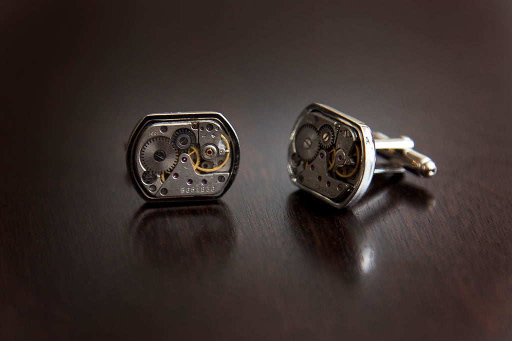 Watch Gear Cuff Links - Rectangular