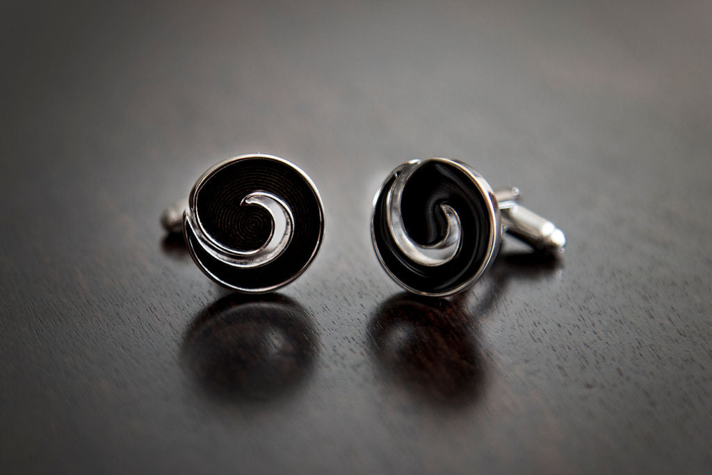 Black Cyclone Cuff Links