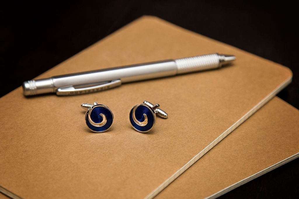 Blue Cyclone Cuff Links