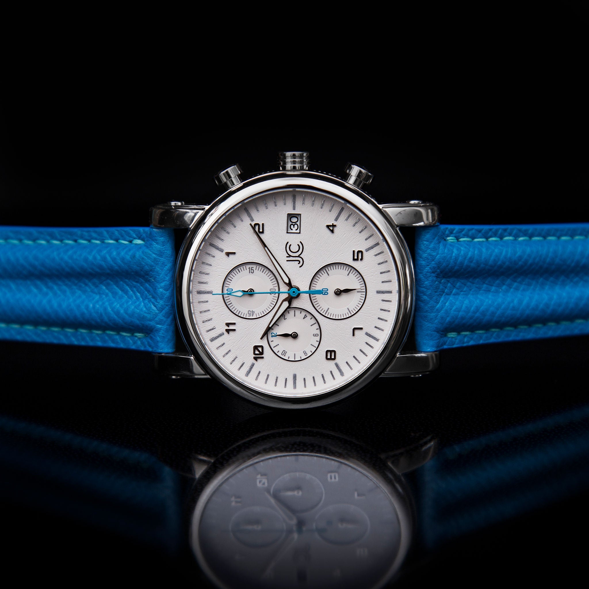 S3 Blue Textured Leather Watch Strap